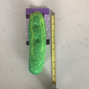 Green Plush Pickle Cat Kicker Toy with bell